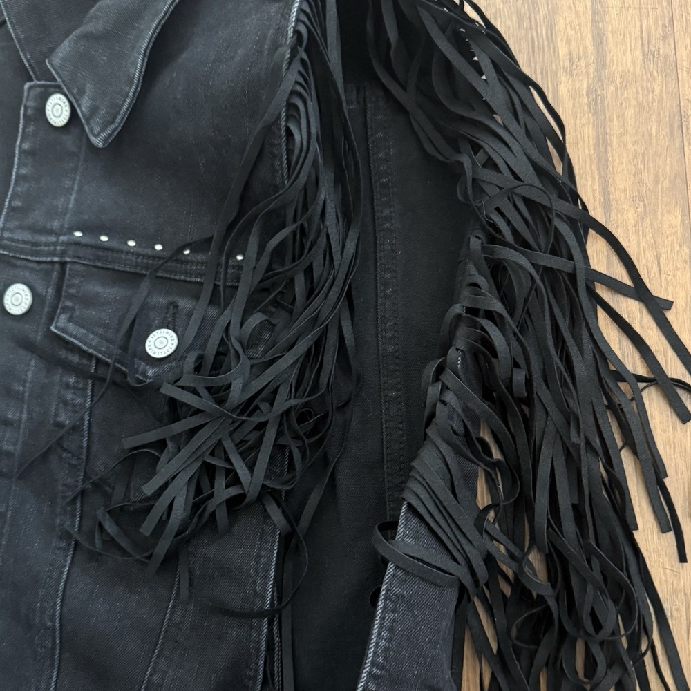 Idyllwind Fringe Vest Womens Small Black Studded Cowgirl Hippie Rodeo Festival - Picture 5 of 12